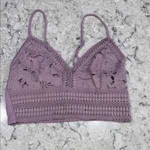Love Tree Purple Lace Crop Top